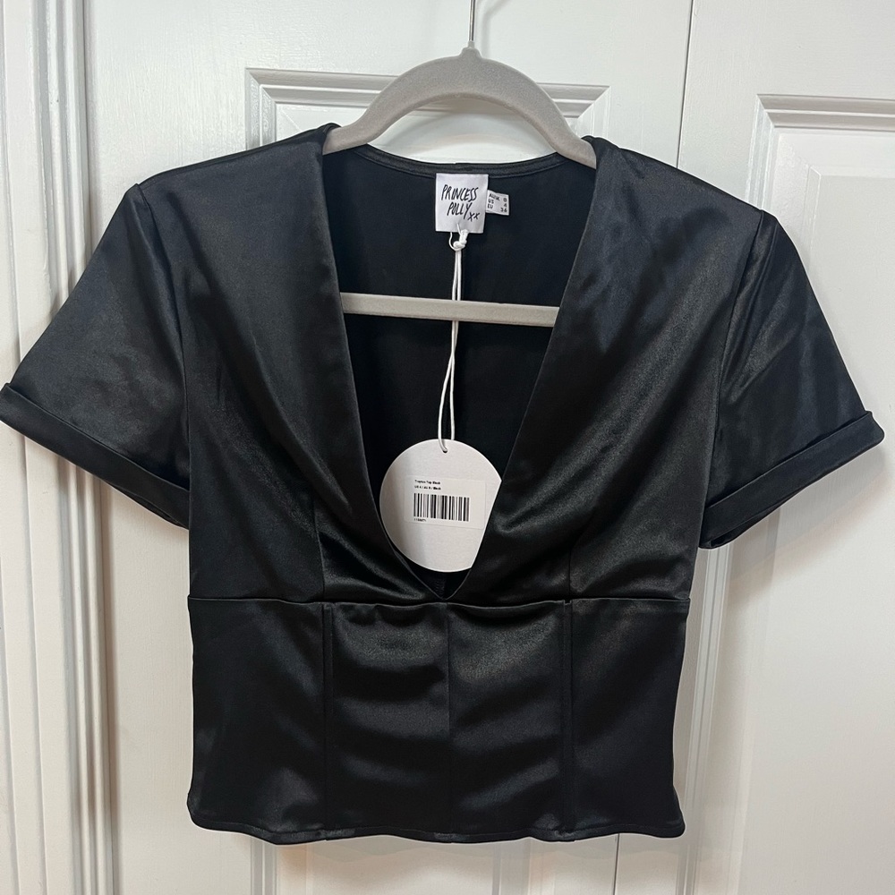 Princess Polly Australia Treyton Silky Black Crop Top